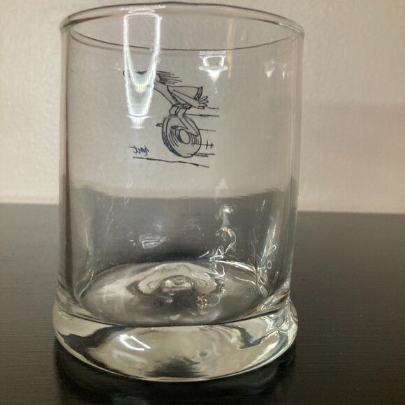 BC Comics Glass Johnny Hart Caveman Pinched 8oz Rocks Glass - 70s Vintage - Picture 3 of 6